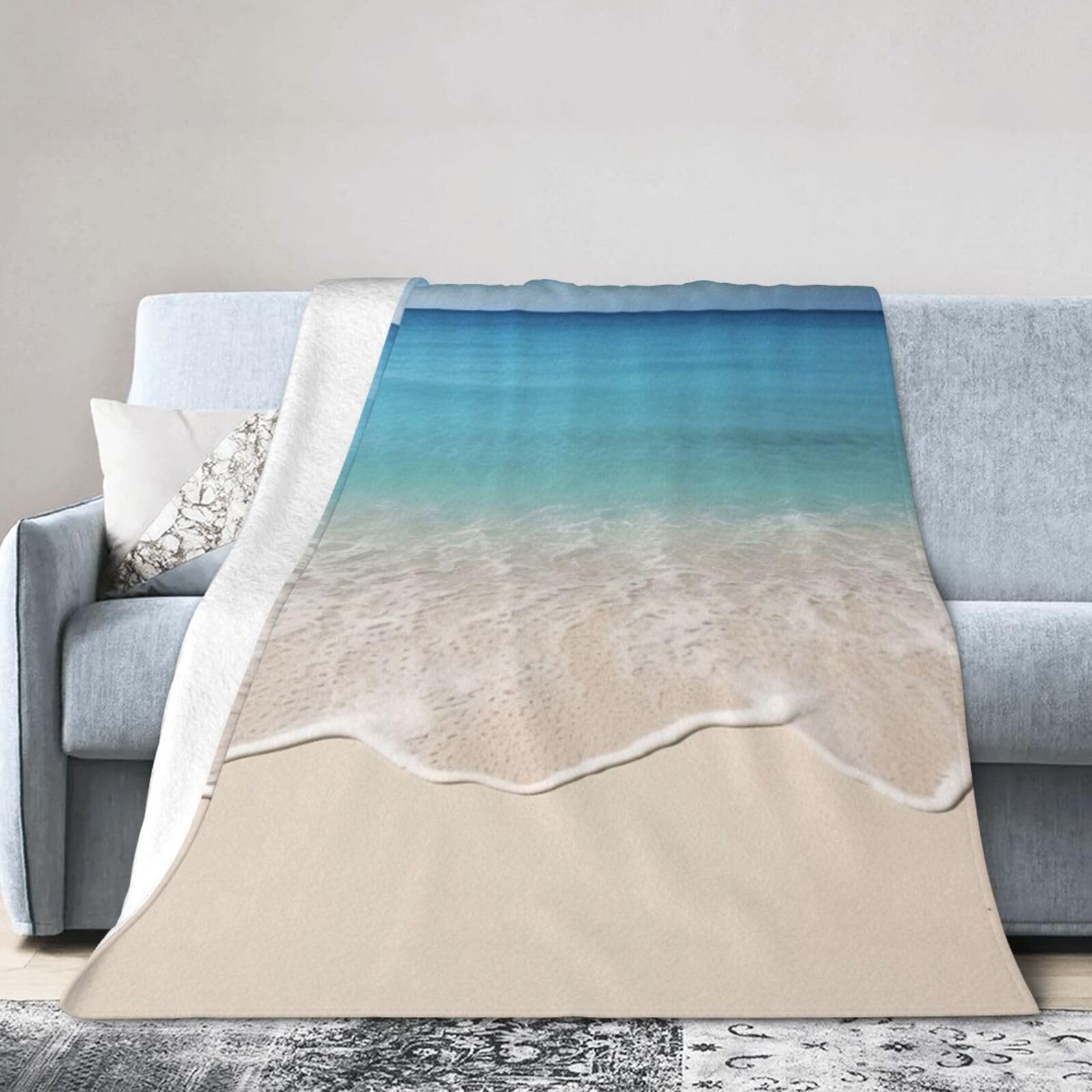 Couverture pour lit canapé camping et plage en flanelle de micro-polaire douce