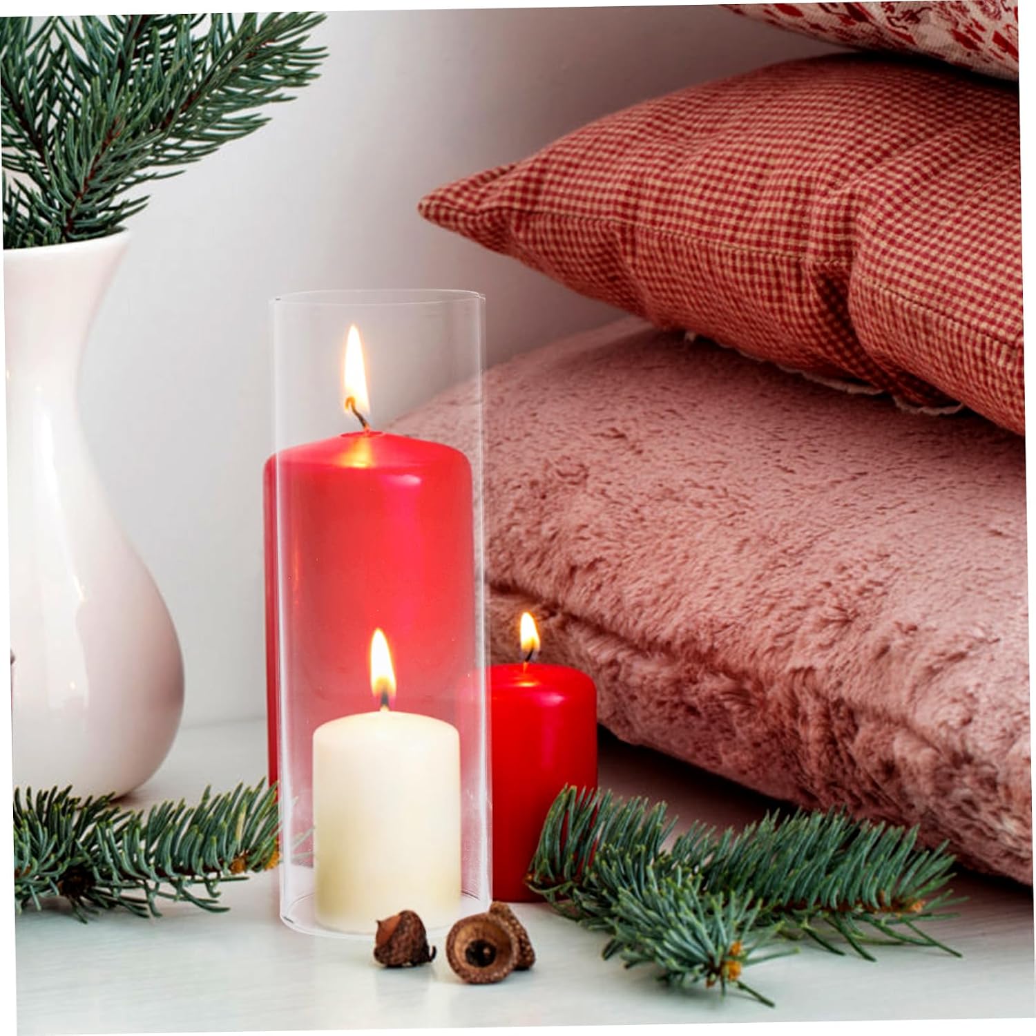 PRETYZOOM Hurricane Candle Holder Sleeve Glass Tube Covers 4 Pack Simple Glass Candle Shades