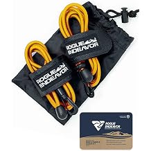 Rogue Endeavor Fishing Rod Leash & Kayak Paddle Leash Kit, Kayak Fishing & Paddle Boarding - 48" Shock Cord, Quick Release Clip, Neoprene Lined Strap and Carrying Bag Set of 2 Blaze Orange, 48