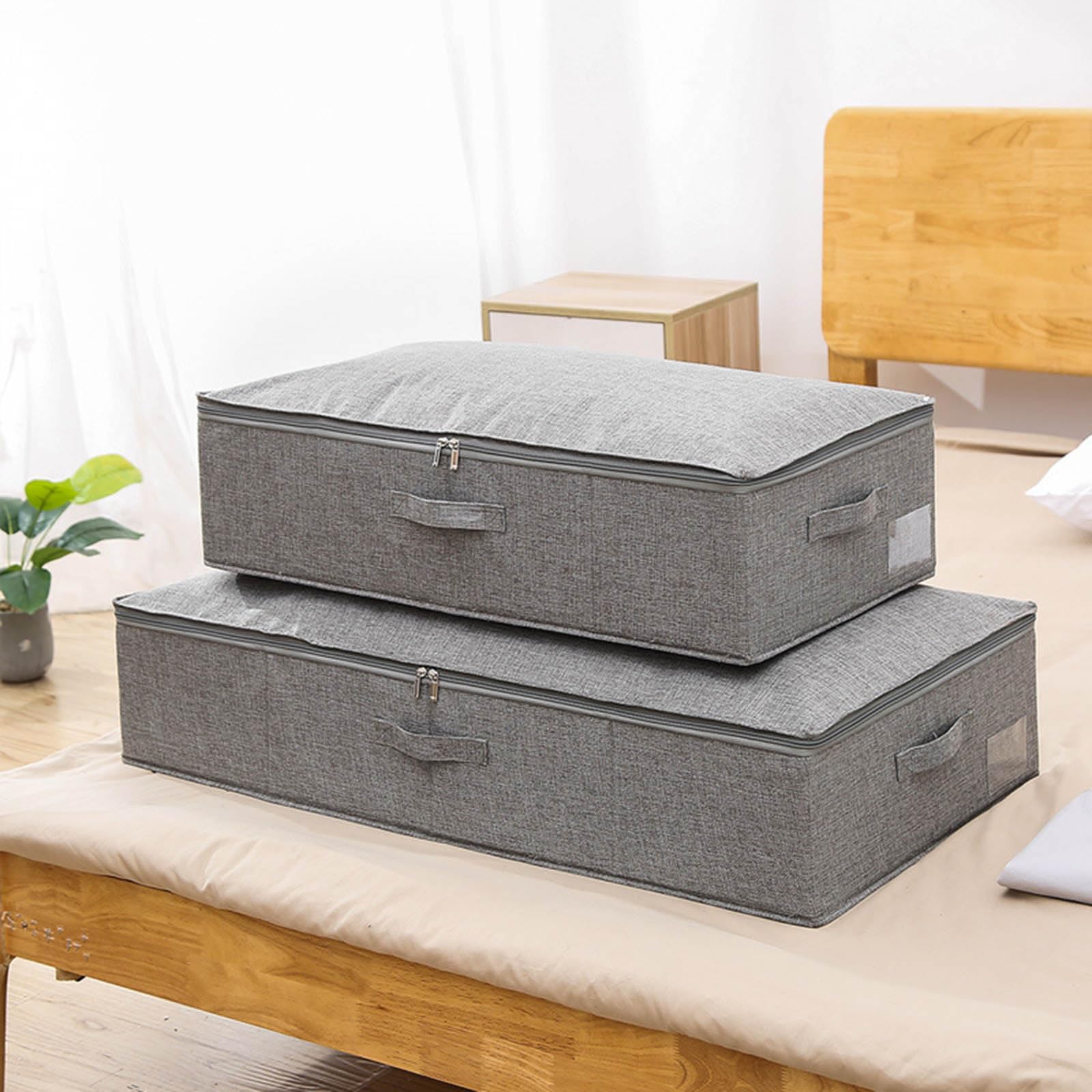 Quilt Bettboden Aufbewahrungsbox, Stoff faltbare Kleidung, feuchtigkeitsbeständige Aufbewahrungsbox mit Abdeckung, Quilt Bettboden mit großem Fassungsvermögen
