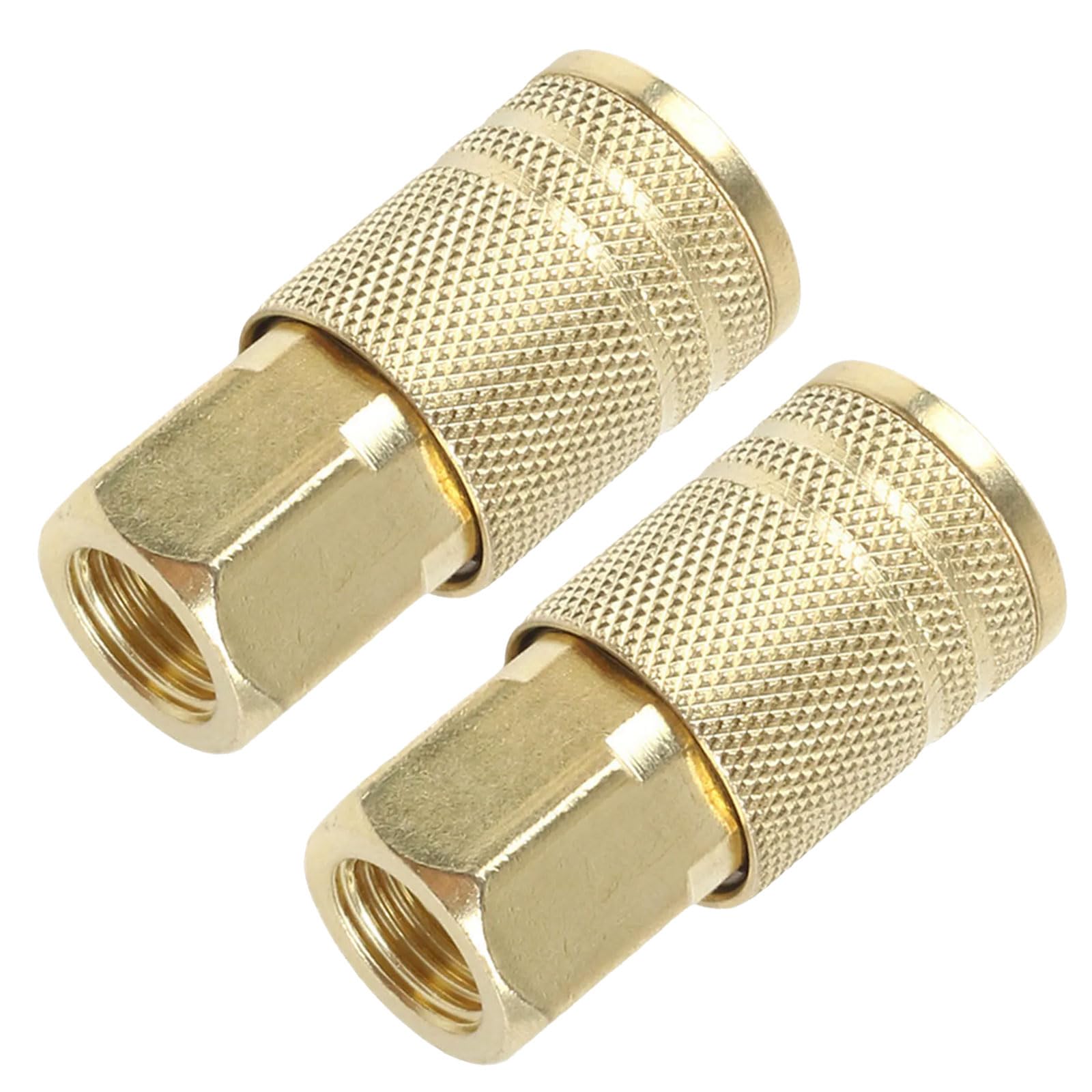 Piceioep Men's Internal Thread 2Pcs Quick Connector Pneumatic For Air Compressor Gold Thread 1/4 Coupling Connector Coupler Practical Professional Pneumatic Quick