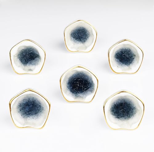Indian Shelf Ceramic Solid Grey Cabinet Knobs for Dresser Drawer 6 Pieces