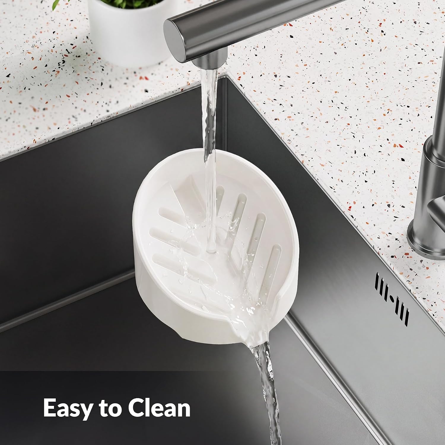 NiHome Ceramic Sponge Holder for Kitchen Sink, Fits Scrub Daddy Mommy