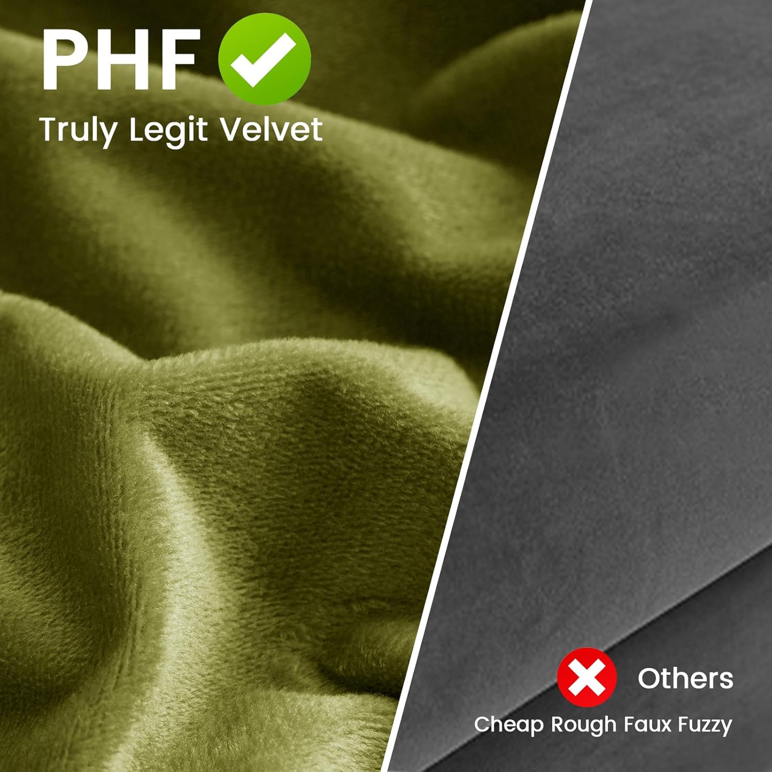 PHF Super Soft Velvet Euro Sham, 26"x 26",No Insert, 2 Pack Color Gradient Euro Pillow Covers, Ultra Cozy Pillow Covers for Luxurious Home Decorative, No Shedding, No Pilling, Olive Green