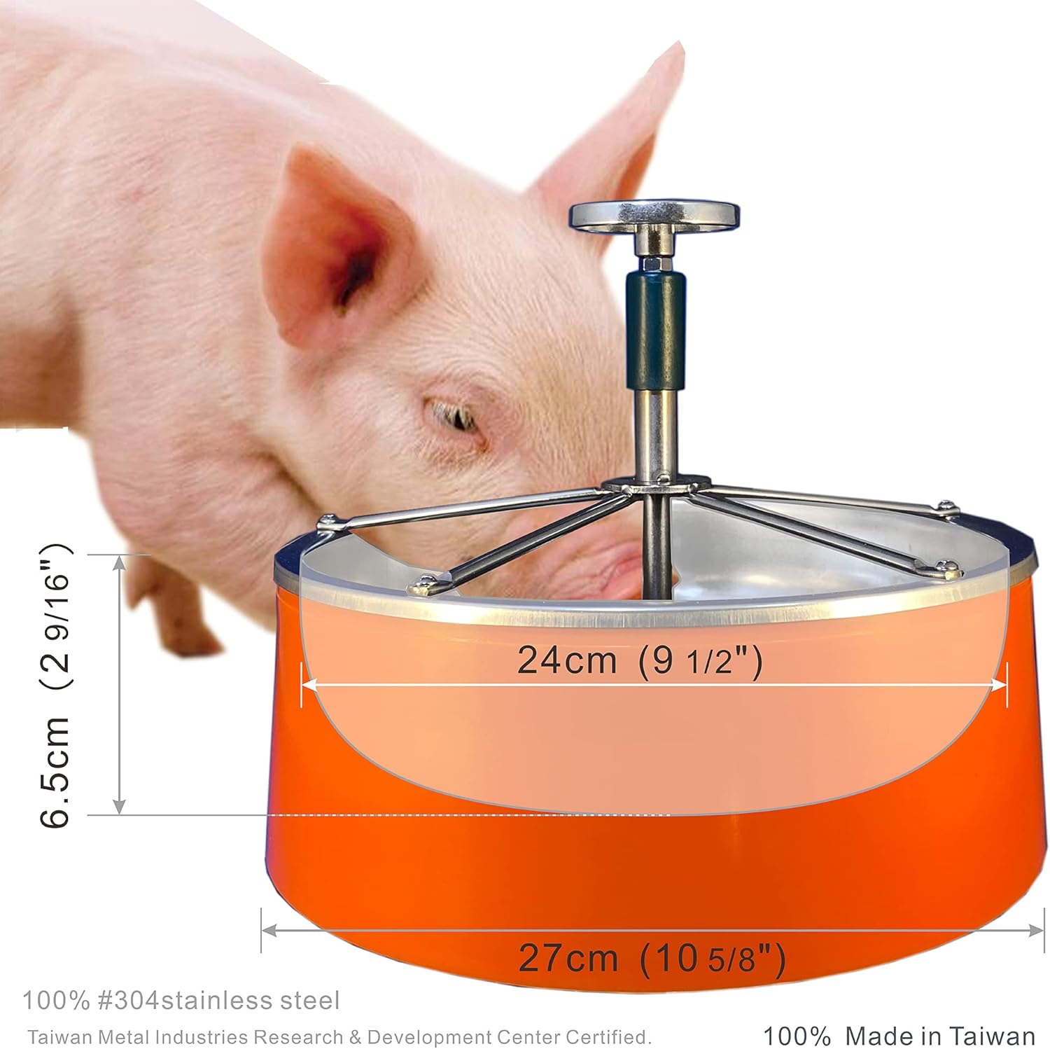 MaxStock FD3101 Snap-in Pig Feeder for Piglet Hog Livestock Feeder Feeding Bowl PA ABS Certified 304 Stainless Steel : Patio, Lawn & Garden