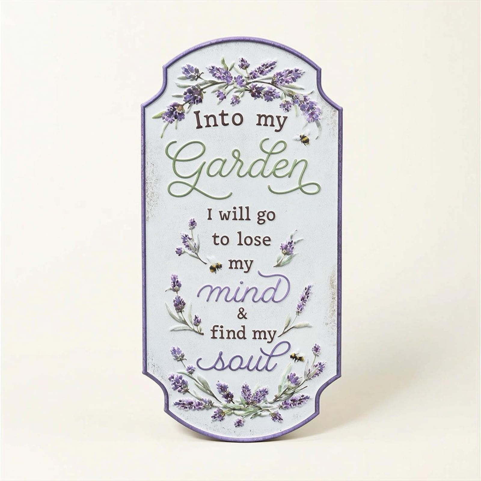 Letrero Mural Vintage Floral Placa Rectangular Arqueada Floral Cartel Vintage Hojalata para Entrada, Púrpura Claro, 55.5cm X 27.5cm