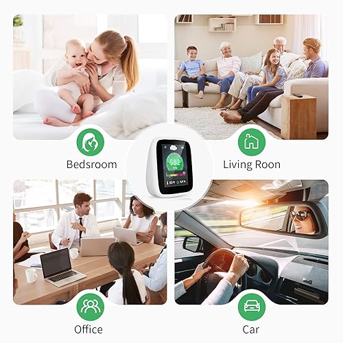 Miniatura 9 de CO2 Carbon Dioxide Detector, 4-in-1 Indoor Air Quality Monitor Portable CO2 Monitor, Tester for Carbon Dioxide, Temperature and Relative Humidity,