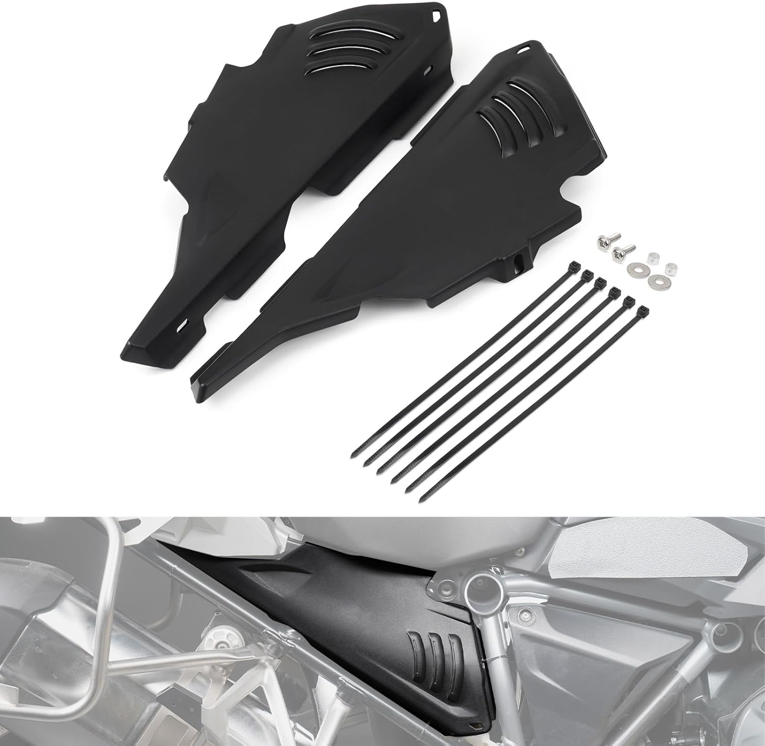 NICECNC Rear Frame Side Panel Guards Covers Compatible with BMW R1250GS 2018-2023 2019 2020 2021 2022, R1200GS 2013-2018, Side Frame Panel Set Protector, Black