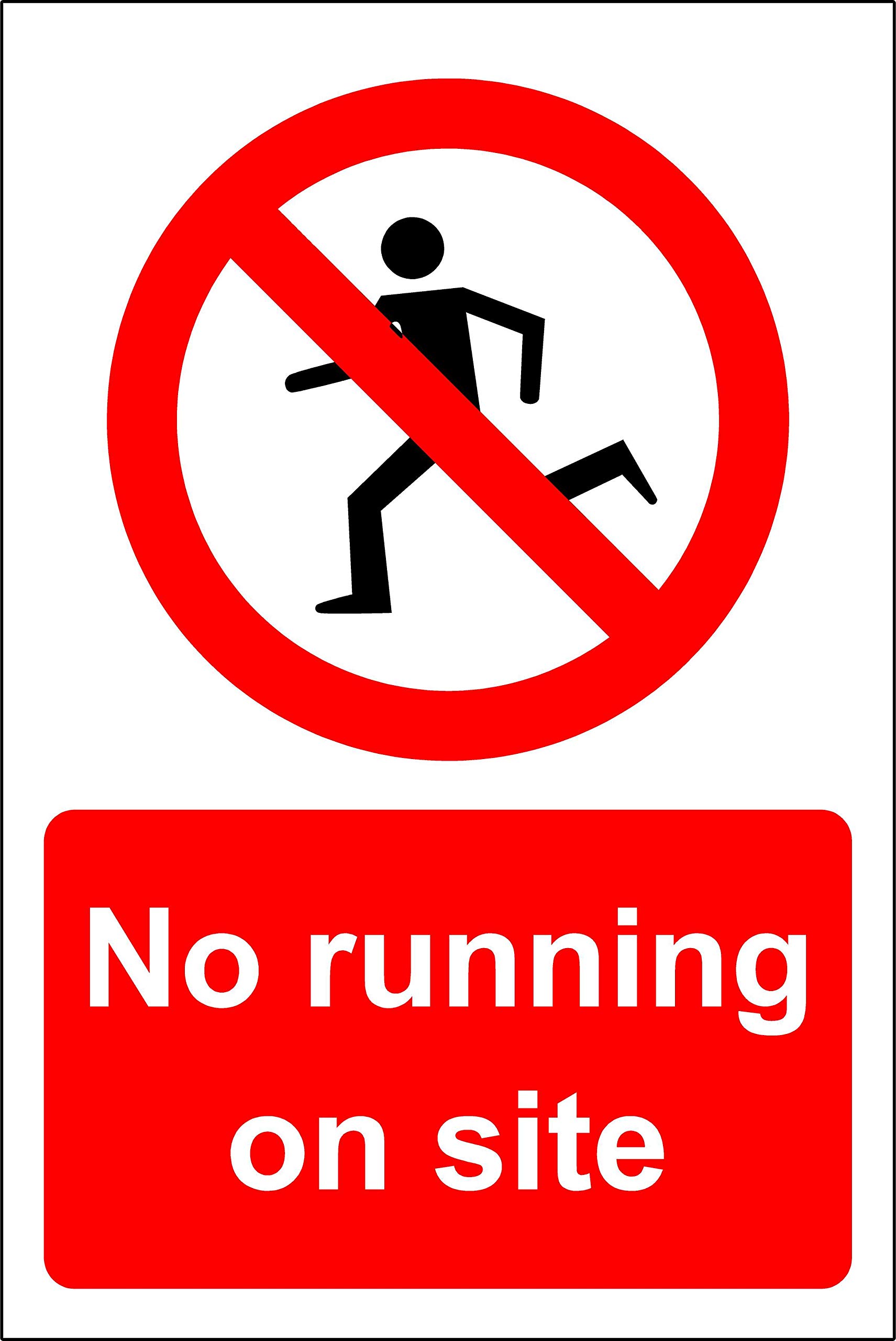 Kpcm Display Ltd No Running On Site Construction Safety Sign - 1.2Mm Rigid Plastic 300Mm X 200Mm