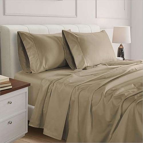 Miniatura 87 de Bluemoon Homes Sábanas de algodón egipcio tamaño Queen con bolsillo profundo, 100% algodón egipcio de 800 hilos, 4 piezas, sábanas de algodón