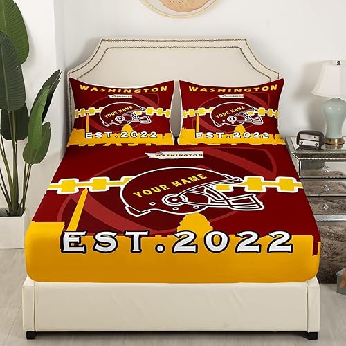 Miniatura 3 de Erosebridal Juego de sábanas de fútbol con nombre personalizado, juego de sábanas para fanáticos del fútbol deportivo, sábanas del equipo de fútbol,