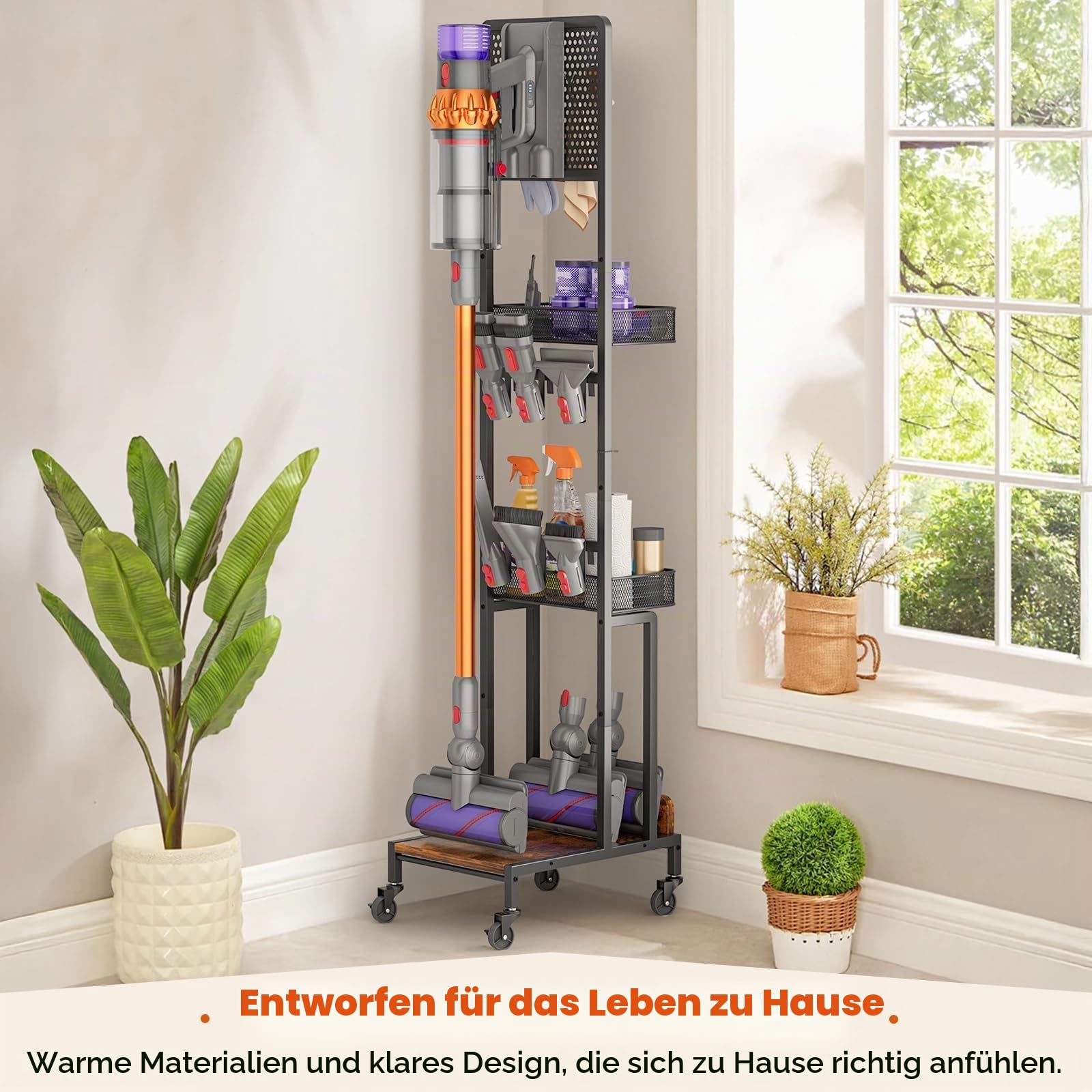 Bikoney Staubsauger Ständer kompatibel mit Dyson V15 V11 V8, Ohne Bohren | Für Gen5 V15 V11 V8 V7 V6, Zubehörhalter & Dockingstation, Stabiles Metall, Platzsparend, Montage ohne Bohren
