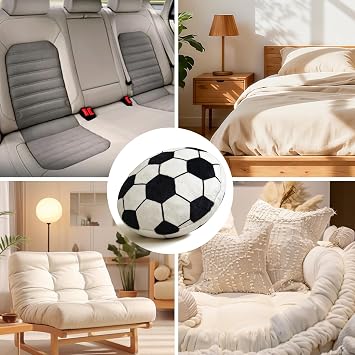Soccer Ball Plush Pillow, Throw Cushion, Room Decor Gift, 2 Pack