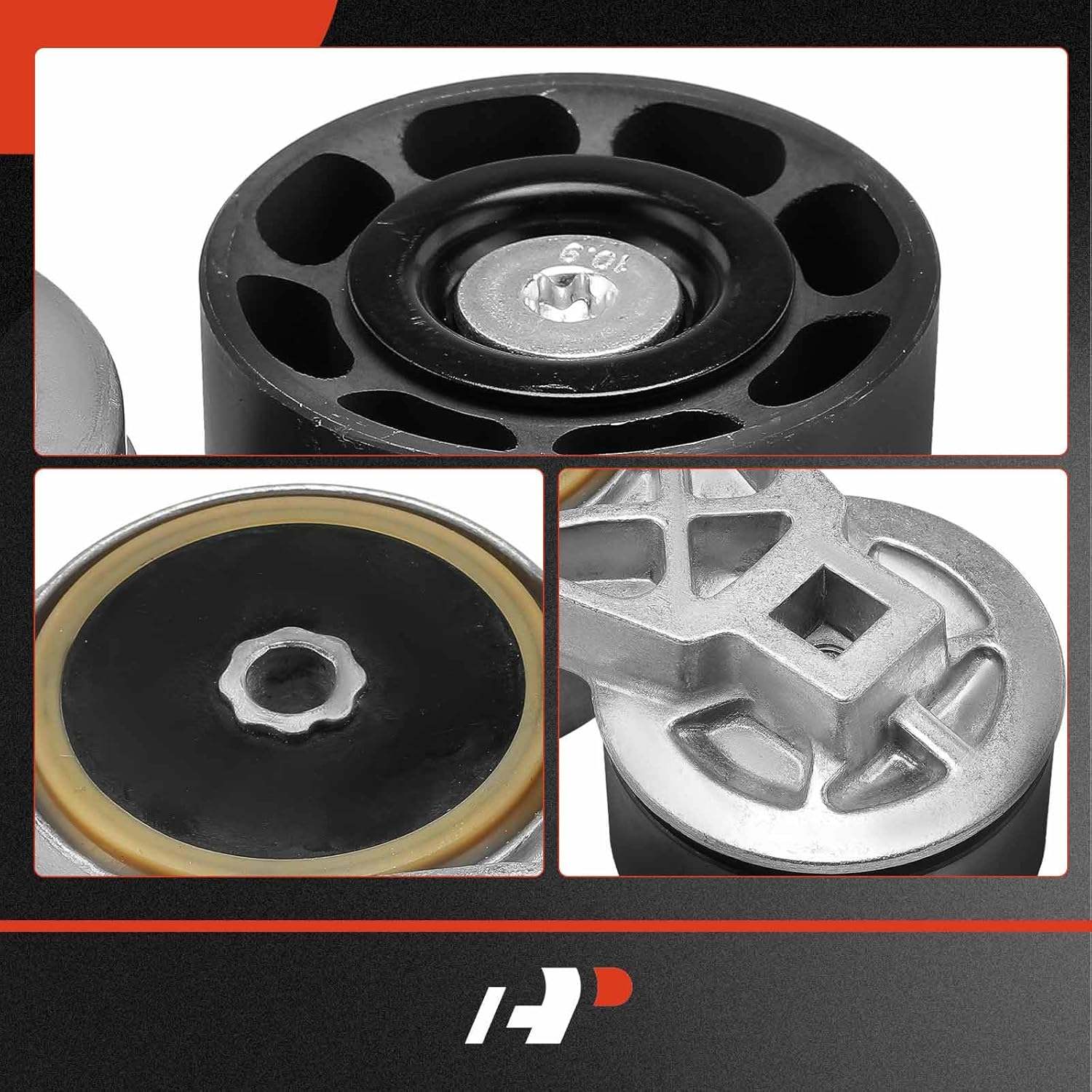 A-Premium Belt Tensioner Assembly with Pulley Compatible with Ford F-650, F-750 & Autocar LLC. & Blue Bird & Freightliner & IC Corporation & International Harvester & Kenworth & Peterbilt