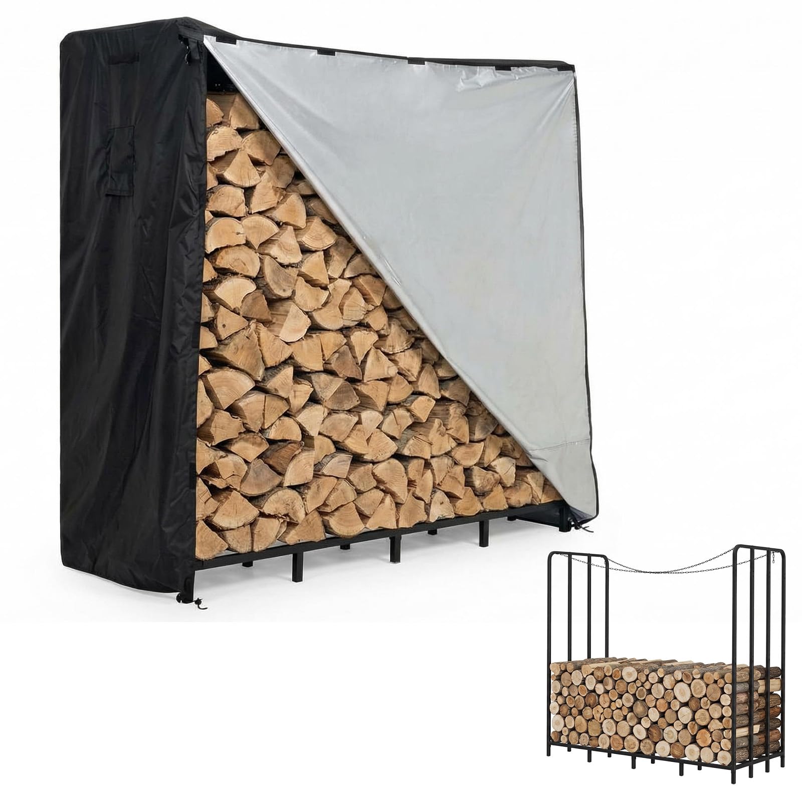 Rangement bois de chauffage durable Garvee avec structure en acier contre l'humidité