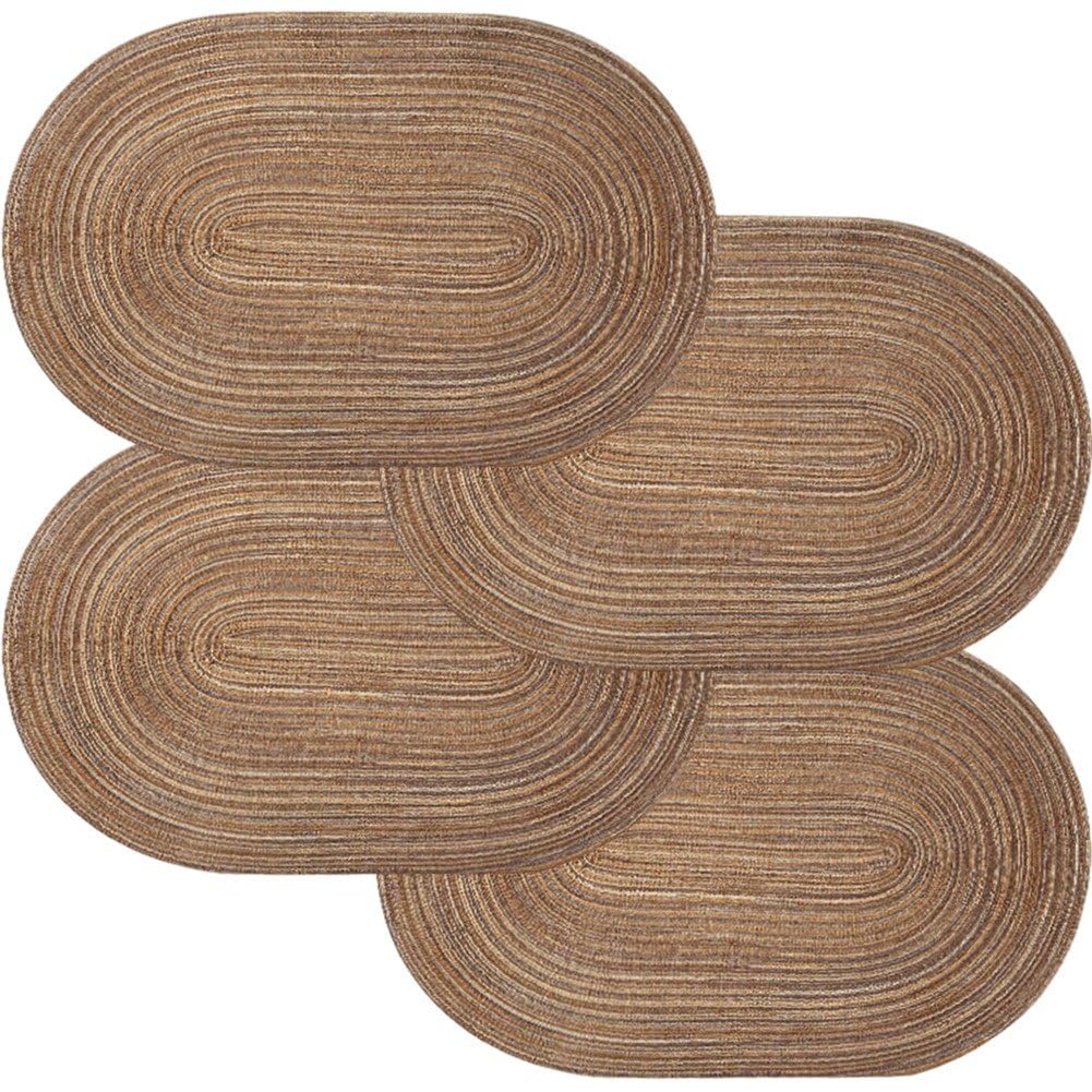 Set de table en polyester coton lot de 4 ovale tressé pour maison et cuisine