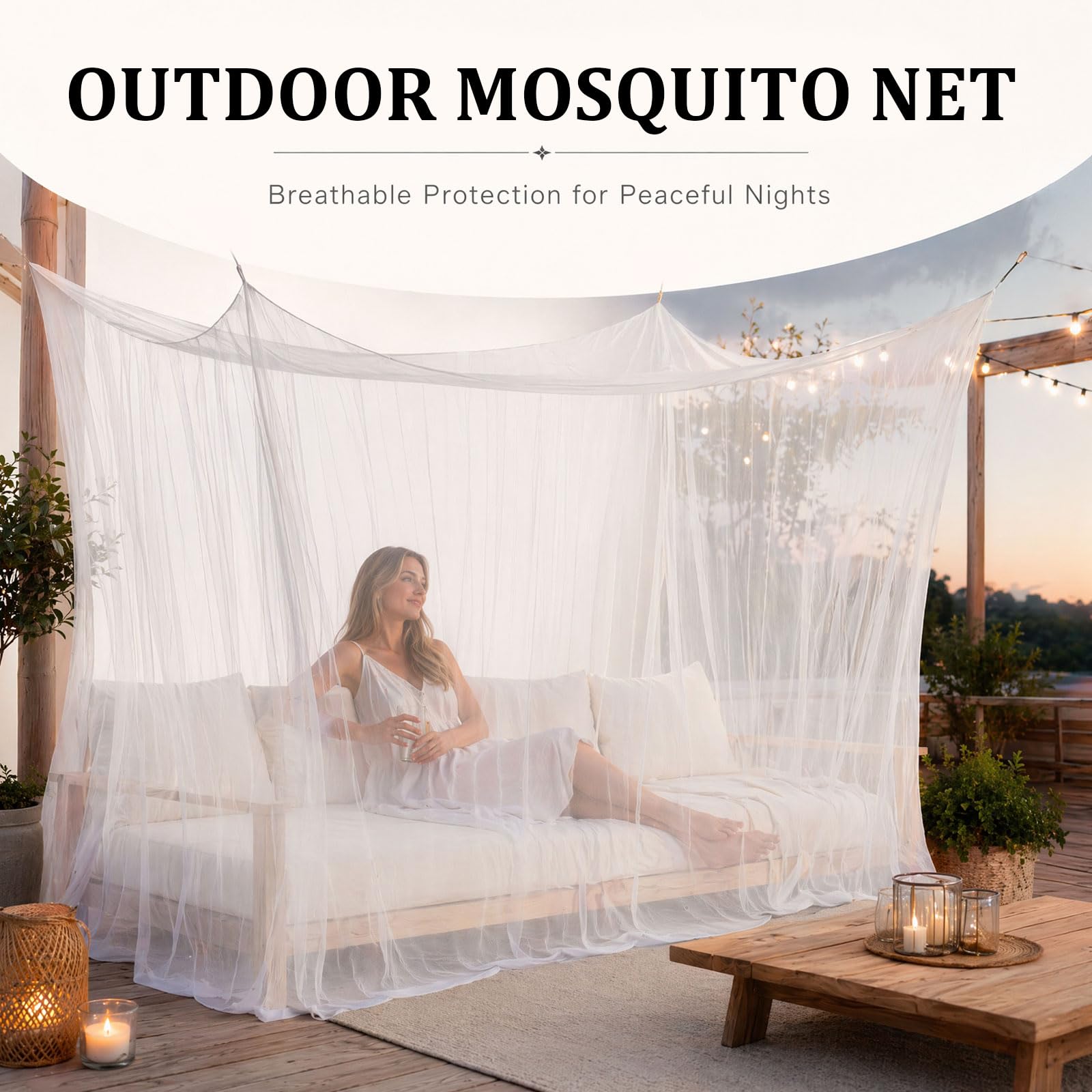 Moskitonetz 300x300x250cm mit EIN-Tür-Design, 220 feinmaschiges Insektenschutznetz, strapazierfähiges Mückennetz, geeignet für Pavillon, Garten, Terrasse, Camping und Innenbereiche (Weiß)