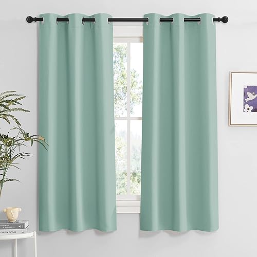 Miniatura 213 de RYB HOME Juego de 2 paneles de cortinas opacas grises de 63 pulgadas de largo, cortinas sólidas resistentes para oscurecer la habitación