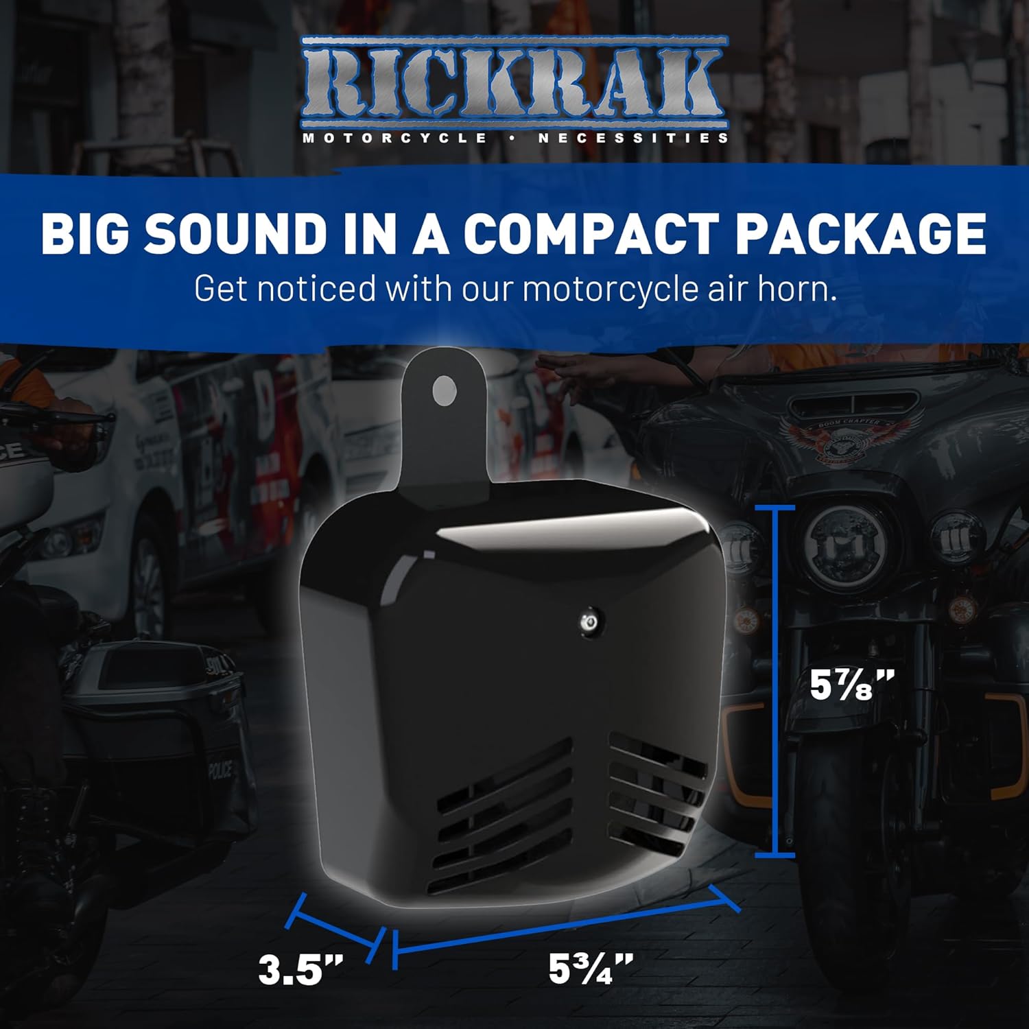 Custom Dynamics PROBEAST Motorcycle Horn, Dual Tone Air Horn Compatible with Harley Davidson Motorcycles, Plug and Play Loud 104 dB, Heavy Duty Metal Bracket ABS Cover (Gloss Black)