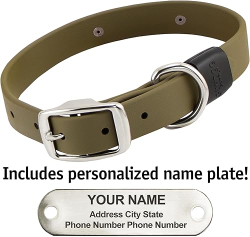 Miniatura 11 de Collar de perro personalizado, nailon ajustable, grabado de texto personalizado, varios colores (naranja cazador)