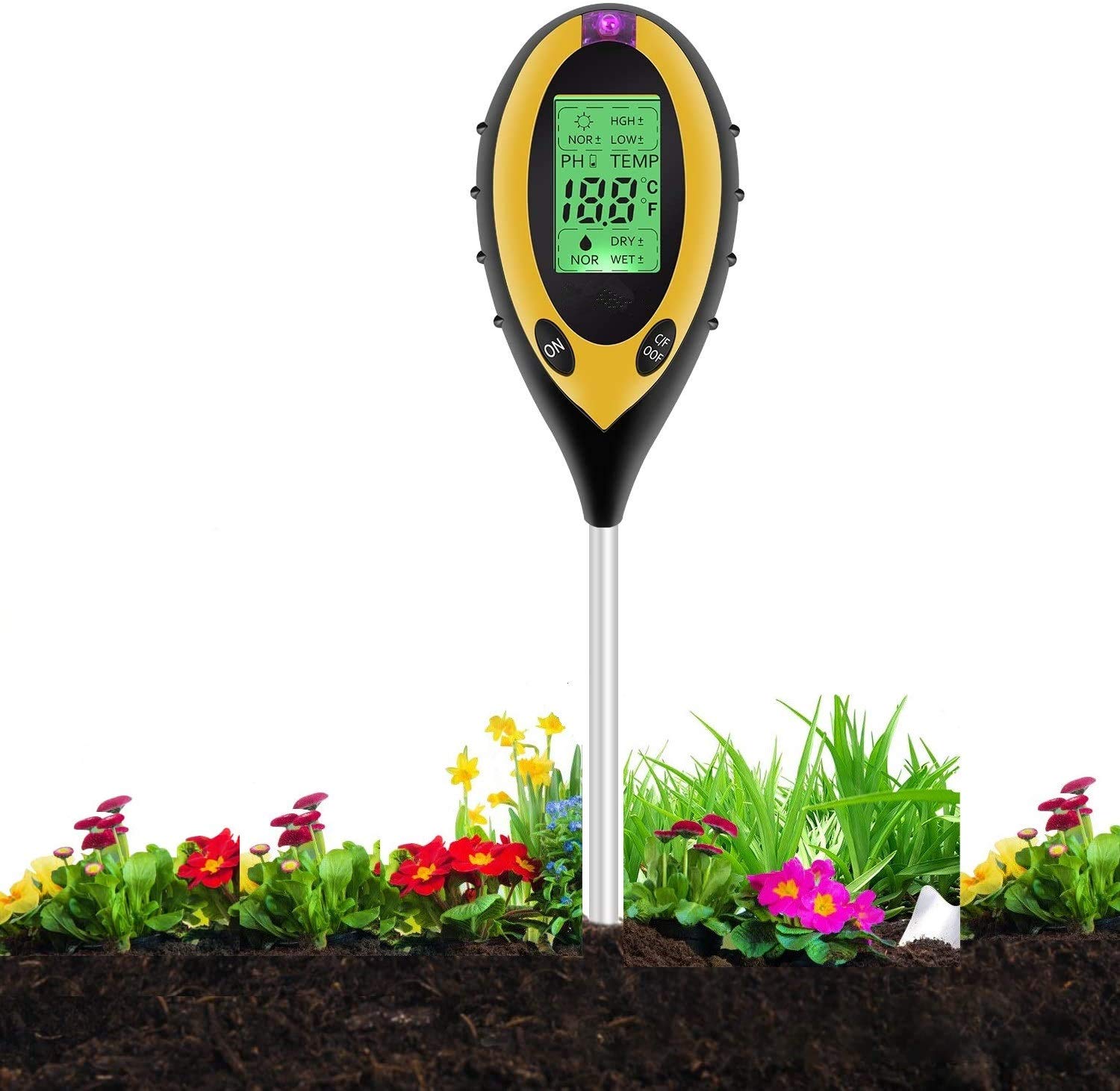 Misuratore di pH del terreno 4 in 1, tester di umidità