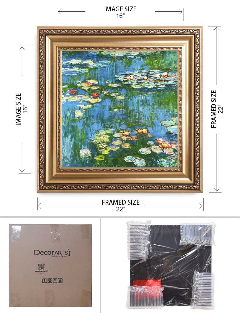 Amazon.co.jp: DECORARTS クロード・モネ ウォールアート額入り、睡蓮