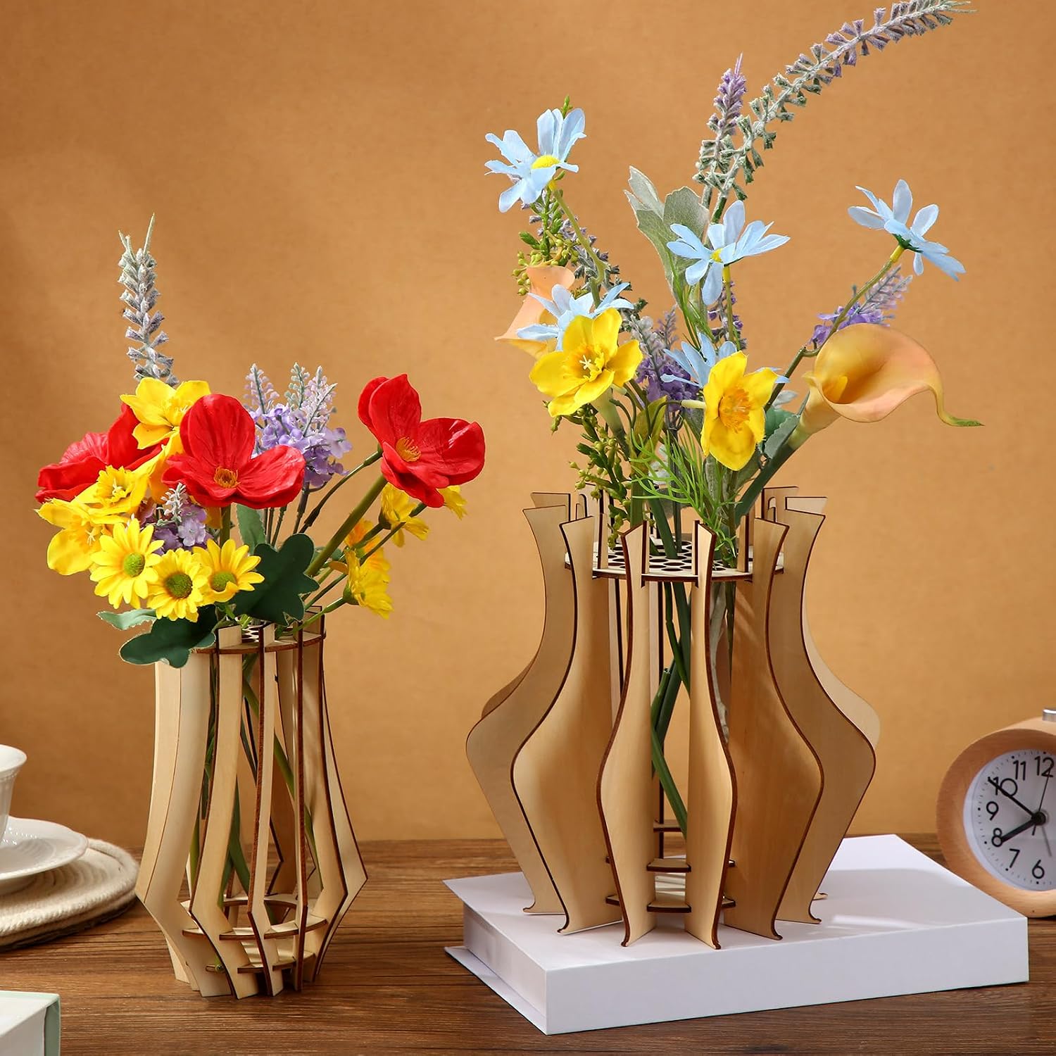Amazon.com: Ninehaoou 2 Set Wooden Vase for Building Block Flowers 3D ...