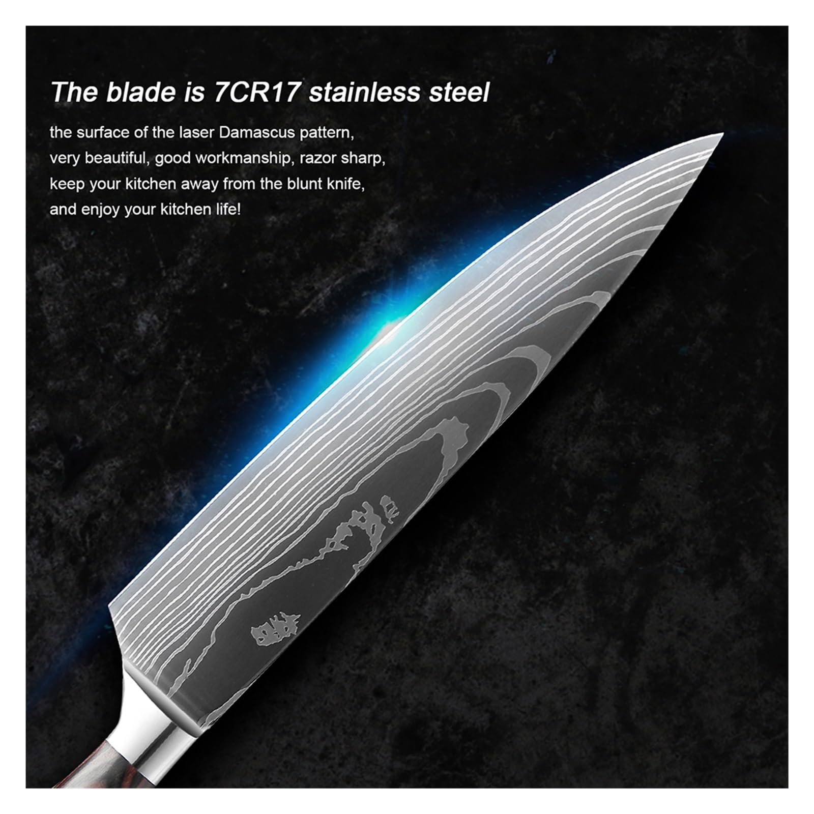 Ostre noże kuchenne 8 "Santoku nóż szefa kuchni damasceński wzór tasak noże do krojenia cięcia warzyw i nóż do gotowania mięsa