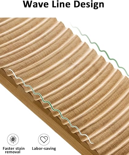 Miniatura 4 de SeptCity - Tabla de lavado para lavandería, lavadora de manos antigua para mujer, madera duradera antideslizante, bambú, herramientas para el hogar,