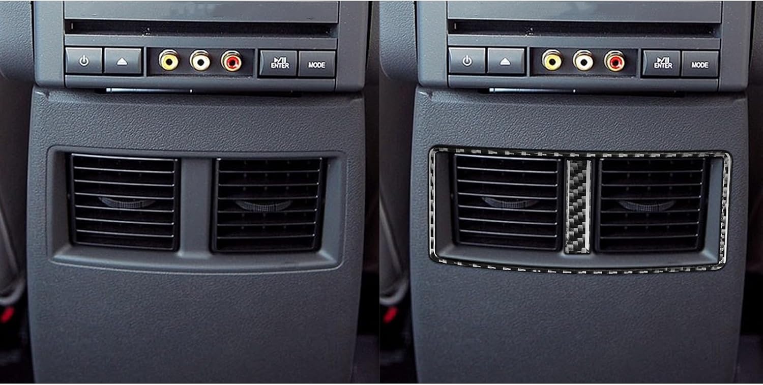 Vehicle Rear Row AC Control Panel Air Outlet Conditioner Vent Frame Soft Sticker Auto Interior Accessories Compatible with Chrysler 300/300C 2005 2006 2007 Premium Carbon Fiber Sticker Black