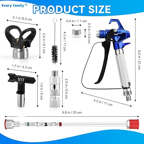 Miniatura 3 de 16 pistolas pulverizadoras de pintura sin aire de 3600 PSI con protector de punta, punta de pulverización sin aire, filtros, junta giratoria de