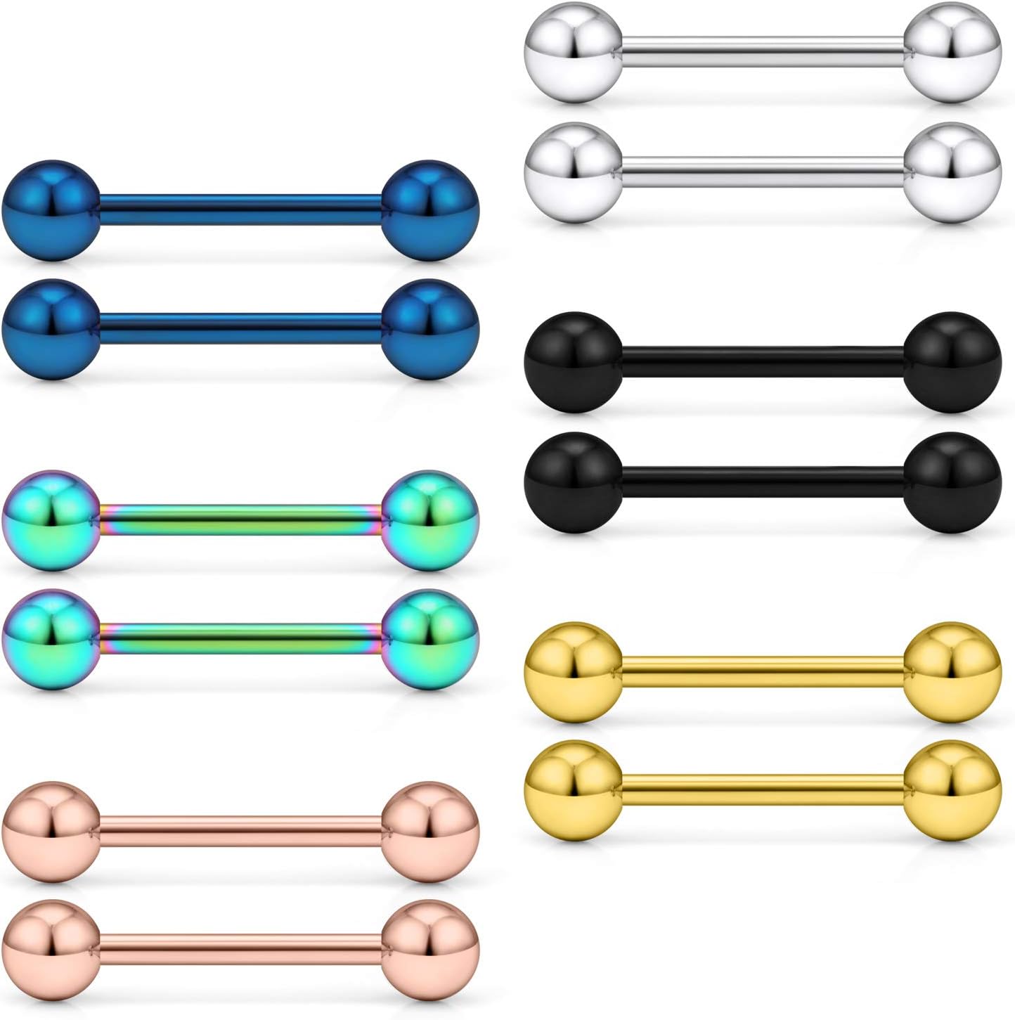 Ftovosyo 12G Stainless Steel Externally Threaded PA Tongue Nipple Shield Barbell Ring Bar Body Piercing Jewelry Retainer 12-16mm