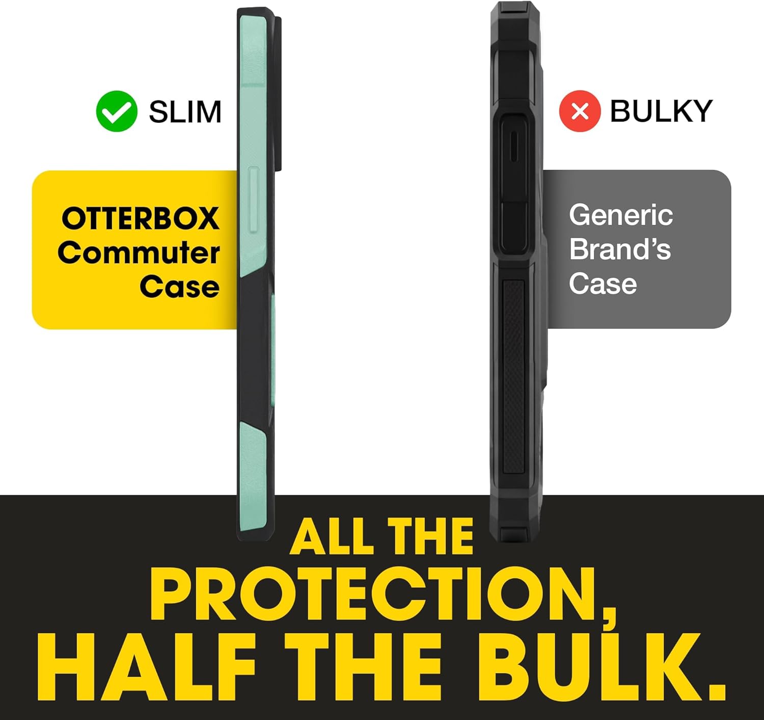 OtterBox iPhone 12 and iPhone 12 Pro (Only) – Commuter Series Case – Thin, Dual-Layer, Pocket-Friendly, Port Cover – Black/Teal