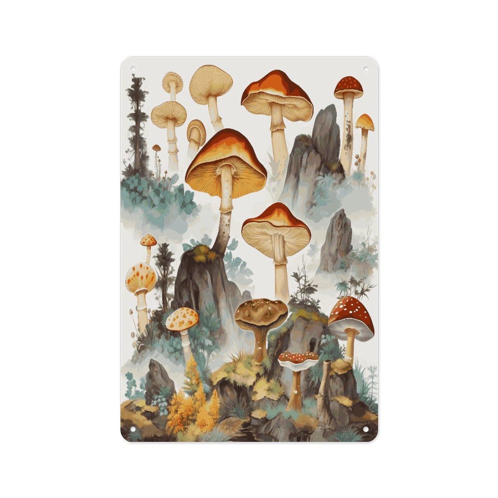 Fekiloot Style Japanese Painting Mushroom Wall Decor Metal Signs Tin Signs Poster