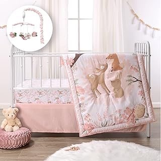 The Peanutshell Fairytale Forest Crib Bedding Set and Mobile, 4 Piece Wo...