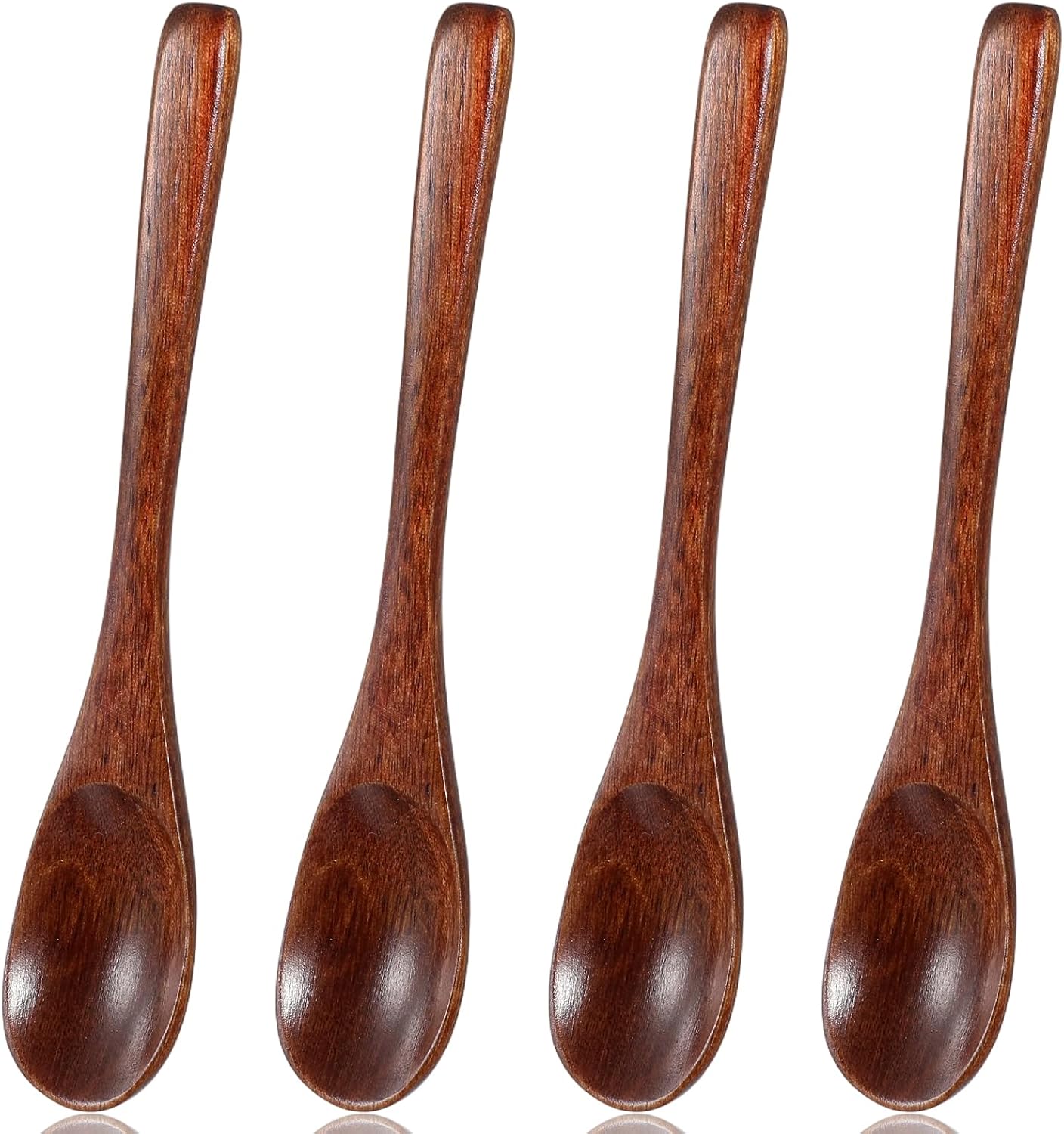 Molain 4 Pcs Wooden Spoons for Eating, 5.9 Inch Small Wooden Spoons, Hardwood Korean Spoon for Honey Tea Coffee Soup & Stirring Wood Kitchen Utensils