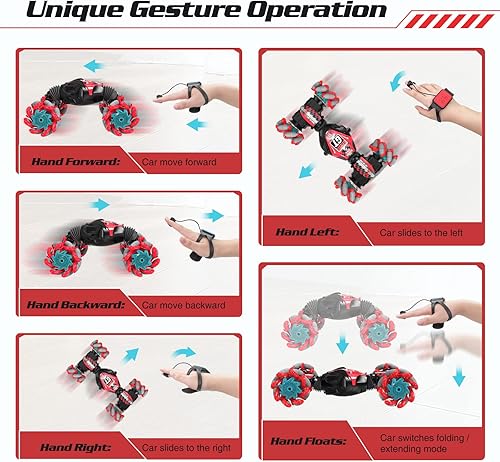 Miniatura 6 de Coche de acrobacias RC para niños, juguete de coche a control remoto, gestos de acrobacias con música, doble cara giros de 360 grados y voltea con