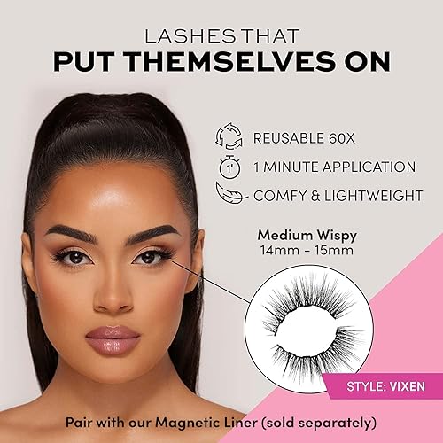 Miniatura 8 de Pestañas magnéticas Glamnetic  Pestañas magnéticas veganas, pestañas de visón sintético, corto, largo, dramático, aspecto natural, reutilizables