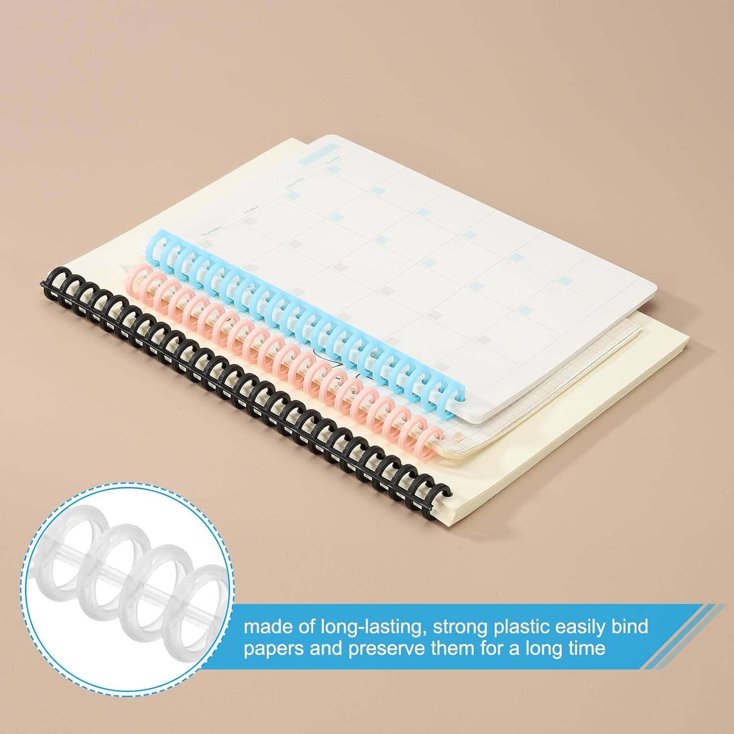 PATIKIL 12mm(1/2") Plastic Spiral Binding Coils, 30 Pcs Binding Spirals 85 Sheet Capacity Binding Spirals for Binding Paper Sheets, Clear