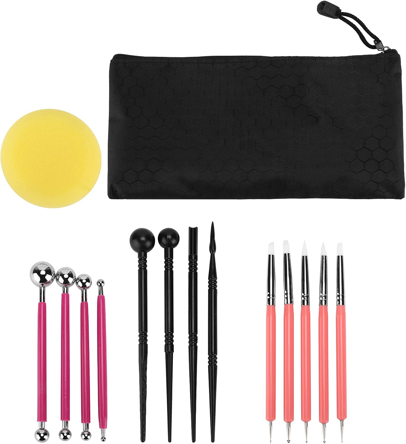 15 Pcs Polymer Clay Modeling Tools Set Multipurpose Sculpting Carving Pottery Supplies for Craft Art Projects Acrylic Metal Plastic Storage Bag Included