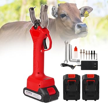 Livestock Tagging Tool,Portable Animal Ear Tag Pliers,Plastic & Stainless Steel Material,Gear Rebound,Saving Time And Effort,Easy To Use & Reduces Animal Pain,Cordless Design,Red
