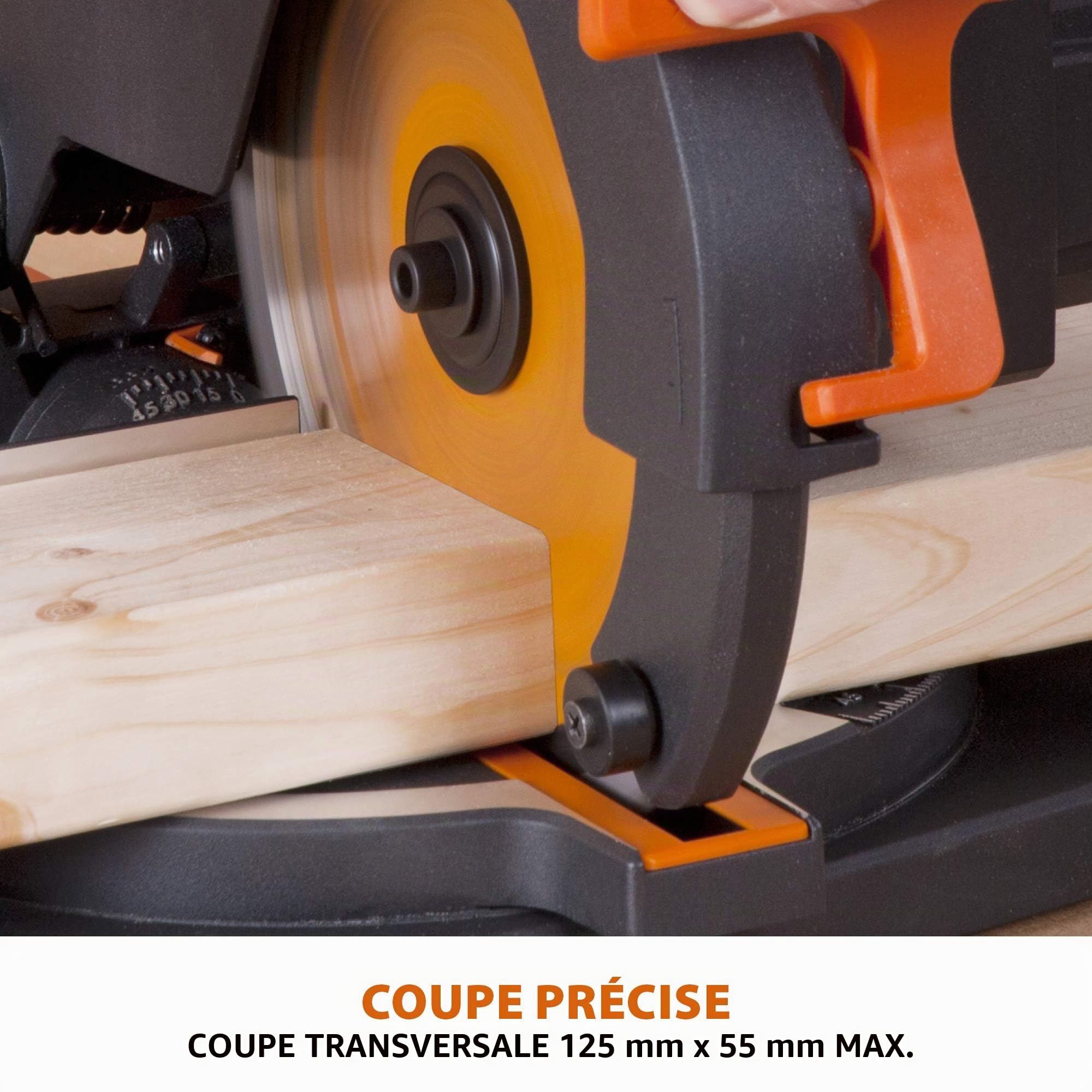 Evolution Power Tools Scie à Onglet Compacte 1200W 210mm Coupe Multi-Matériaux Lame TCT Incluse 45° Angle Onglet et Biseau R210CMS