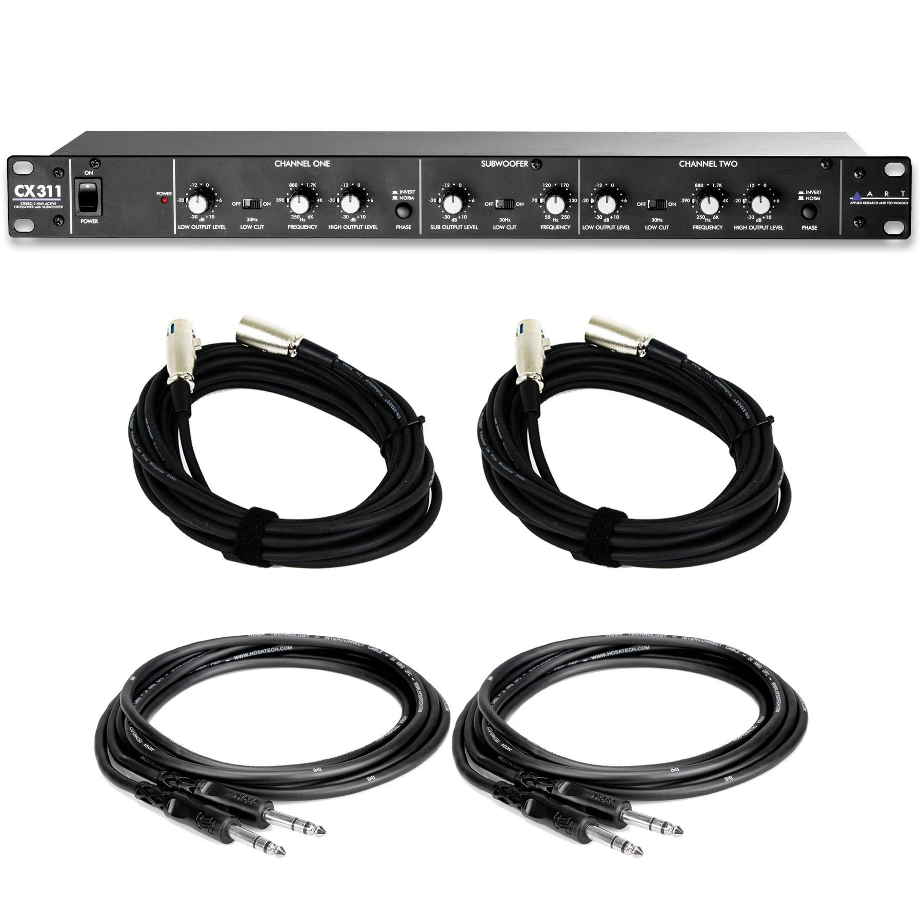 ART CX311 Crossover Bundle with 2 XLR & 2 TRS Cables (5 Items)