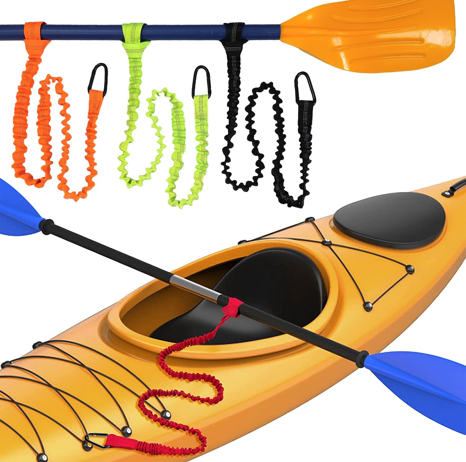 Paddle Leash Kayak Paddle Holder Tool Lanyard – 2 Pack Stretchable Paddle Strap with Carabiner Secure Leash Lanyard Rope for SUP Kayak Canoe Paddle Fishing Pole Rod Paddle Leash Kayak Paddle Holder Tool Lanyard – 2 Pack Stretchable Paddle Strap with Carabiner Secure Leash Lanyard Rope for SUP Kayak Canoe Paddle Fishing Pole Rod