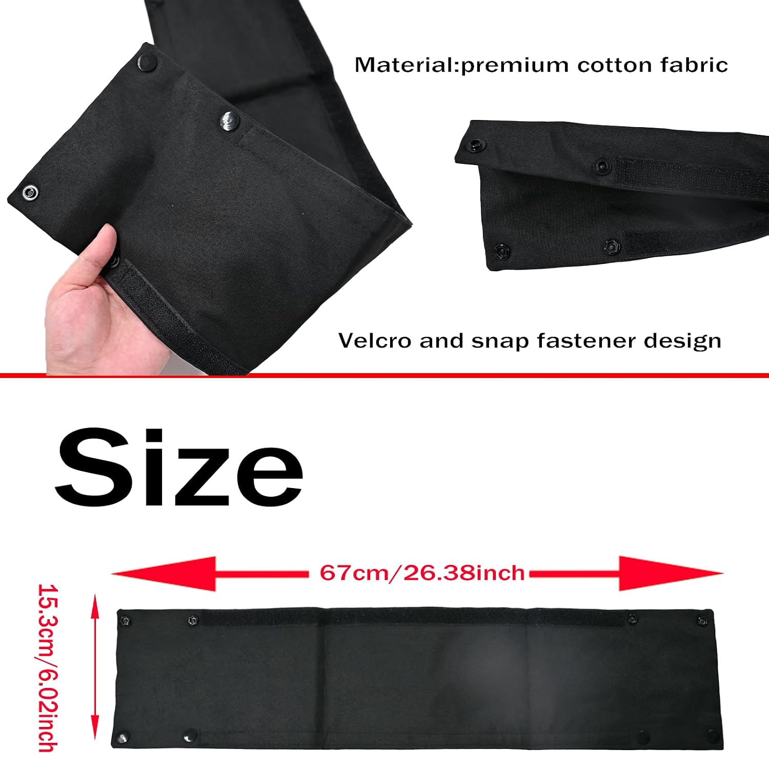 Baby Stroller Armrest Cover, Universal Handlebar Cover, Replacement Baby Stroller Bumper Bar Protective Cover,100% Cotton Hook and Loop Fastener,Black
