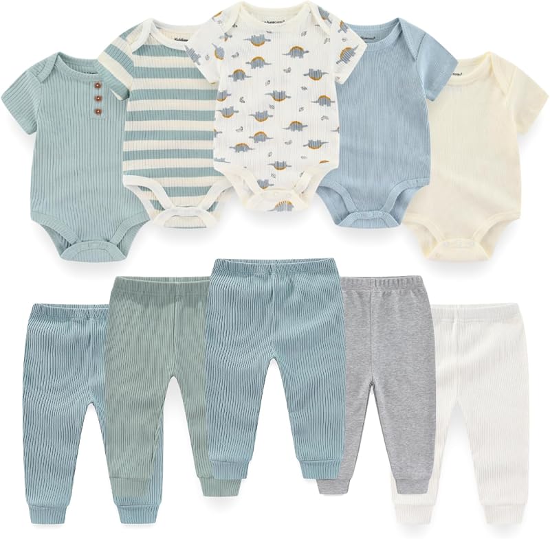 Conjunto de mono y pantalón para bebé, 10 piezas, ropa para bebé (niño o niña)