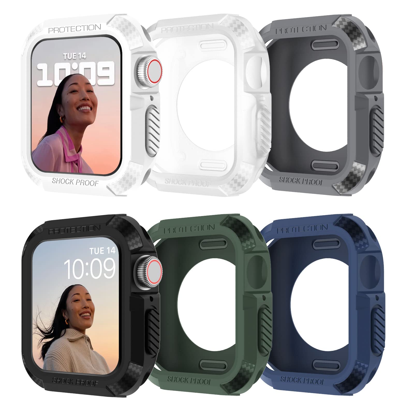 TERRIFI 6 Pack Case Compatible with Apple Watch Series 8/7 45mm, Rugged Protective Case Soft TPU Bumper for iWatch Bumper Scratch Resistant Full Protective 45mm Cover for iWatch Men Women, 6 Colors
