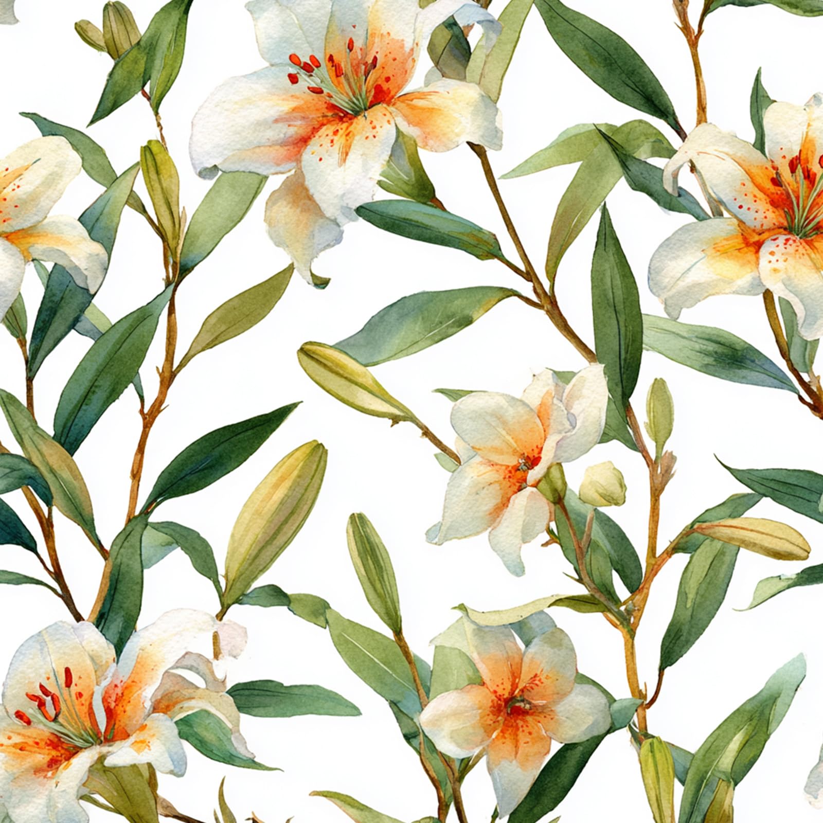 Papier peint Lys Blancs autocollant amovible pour stickers muraux
