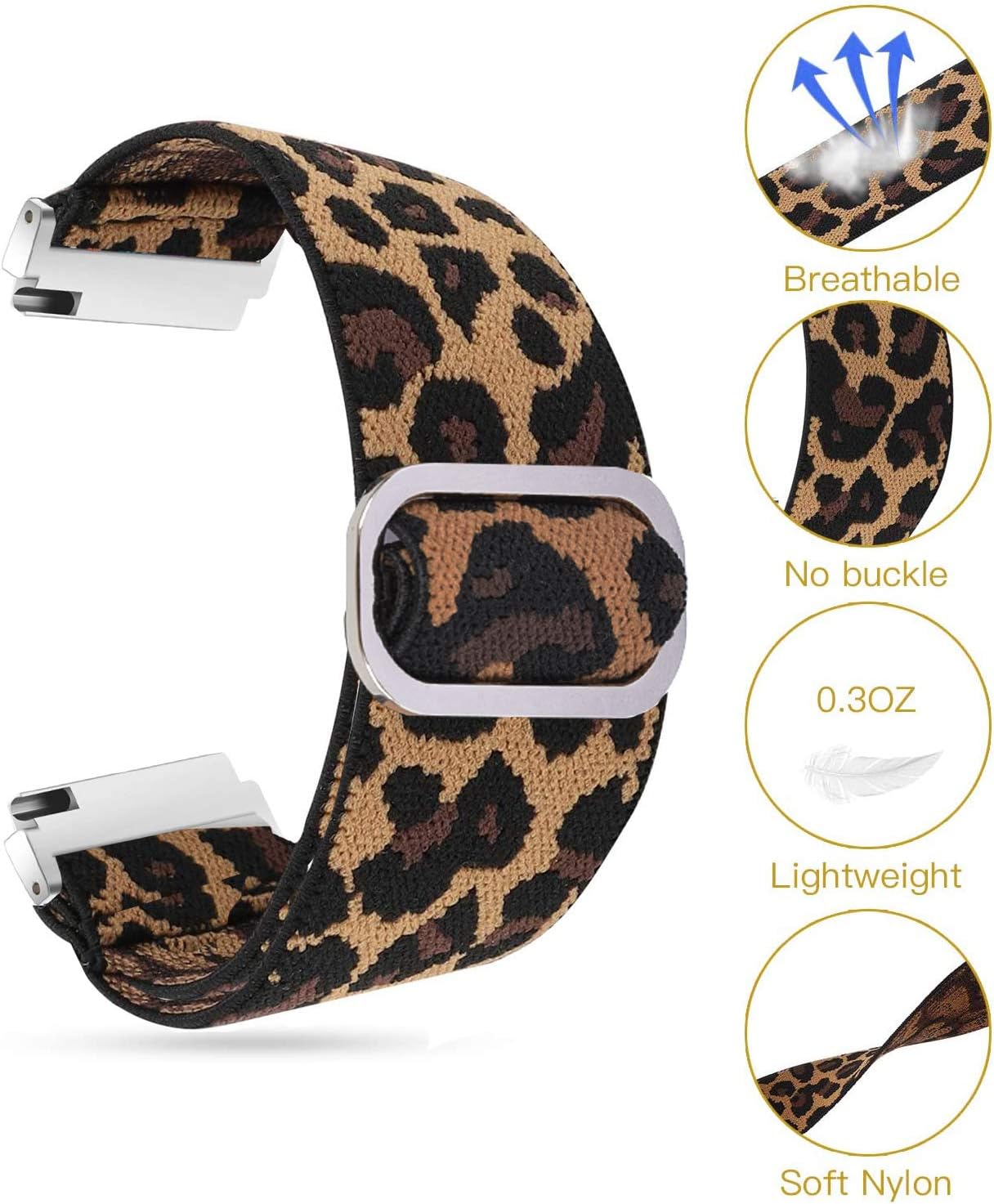 Lamshaw Compatible for Garmin Forerunner 55 Band, Stretch Elastics Nylon Adjustable Replacement Strap Accessories Compatible for Garmin Forerunner 55 / Approach S42 / Approach S12