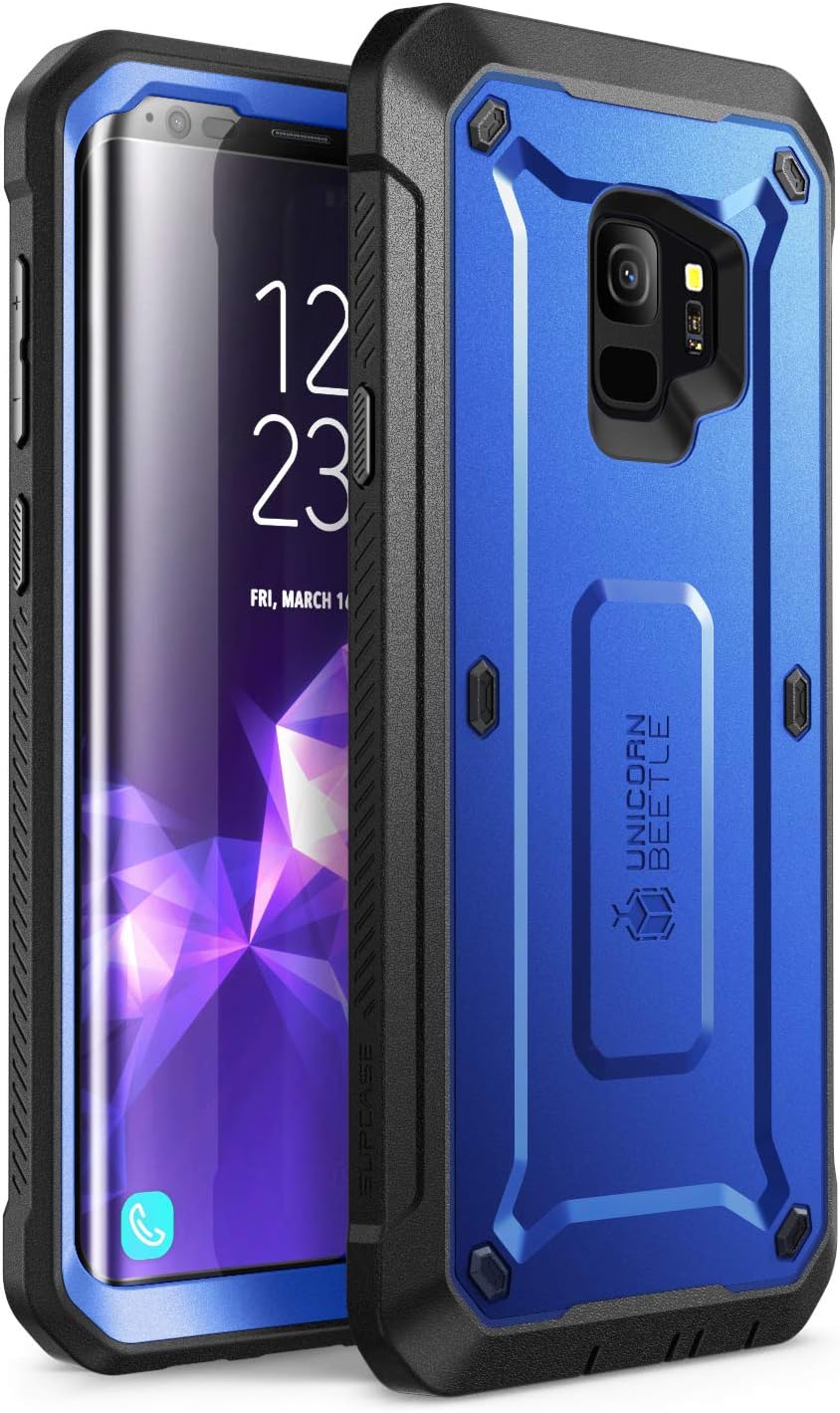 Unicorn Beetle Pro Series Case Designed for Galaxy S9, with Built-in Screen Protector Full-Body Rugged Holster Case for Galaxy S9 (2018 Release) (Royal Blue)